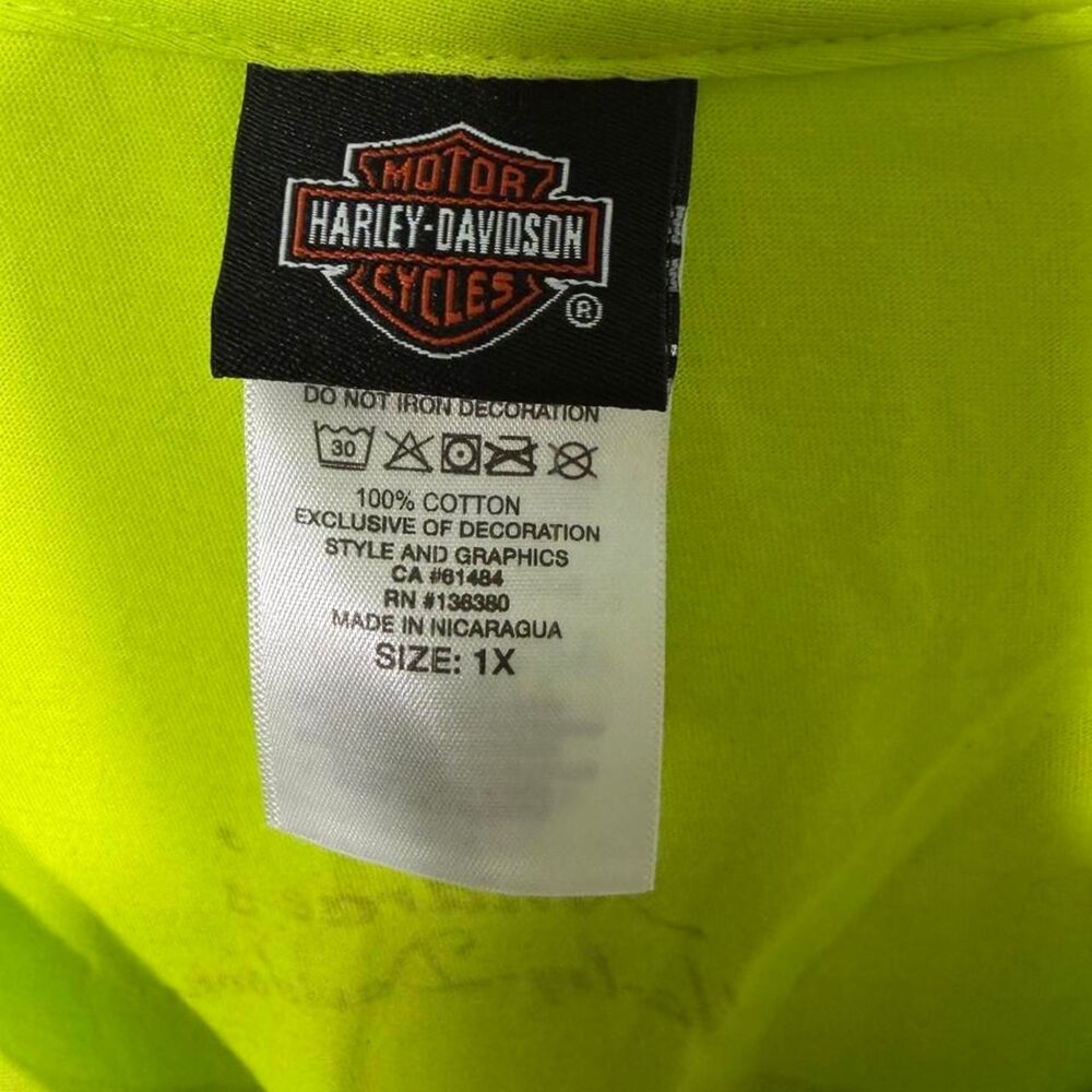 Harley-davidson Women's Green and Yellow T-shirt - Picture 3 of 4